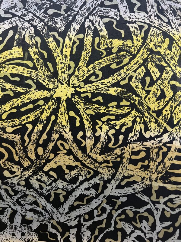 Satin Silk Batik in Black & Yellow - Image 2