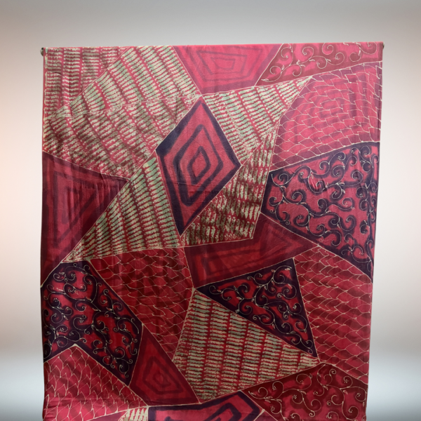 Crepe Silk Batik Fabric Geometry in Hot Pink