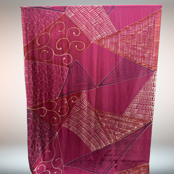 Crepe Silk Batik Fabric in Hot Pink