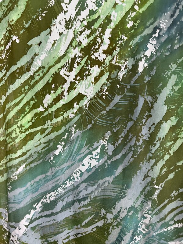 Crepe Silk Batik Fabric - Moss Green - Image 2